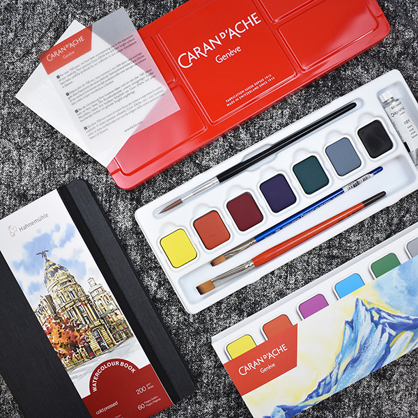 Caran D'Ache Gouache Studio Pan Set Of 7 + White Caran D'Ache Gouache Studio Pan Set Of 7 + White