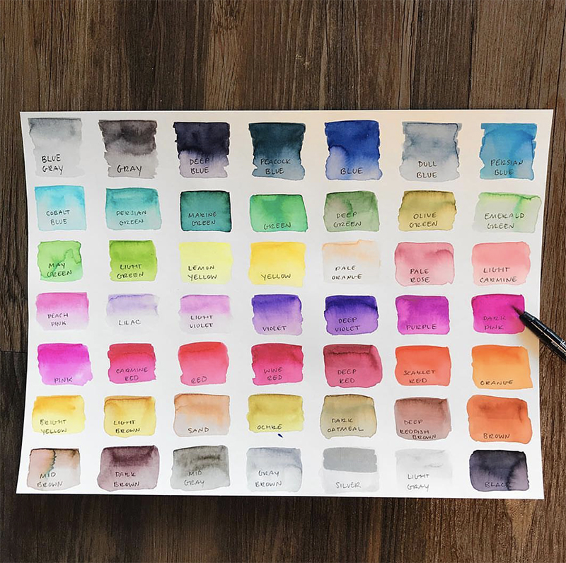 Zig Fudebiyori Color Chart Zig Fudebiyori Color Chart