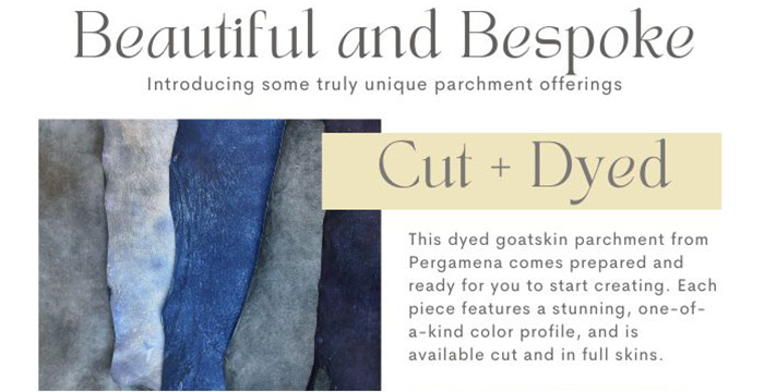 Pergamena Parchment, Goatskin Prepared, Dyed Full Skin Pergamena Parchment, Goatskin Prepared, Dyed Full Skin